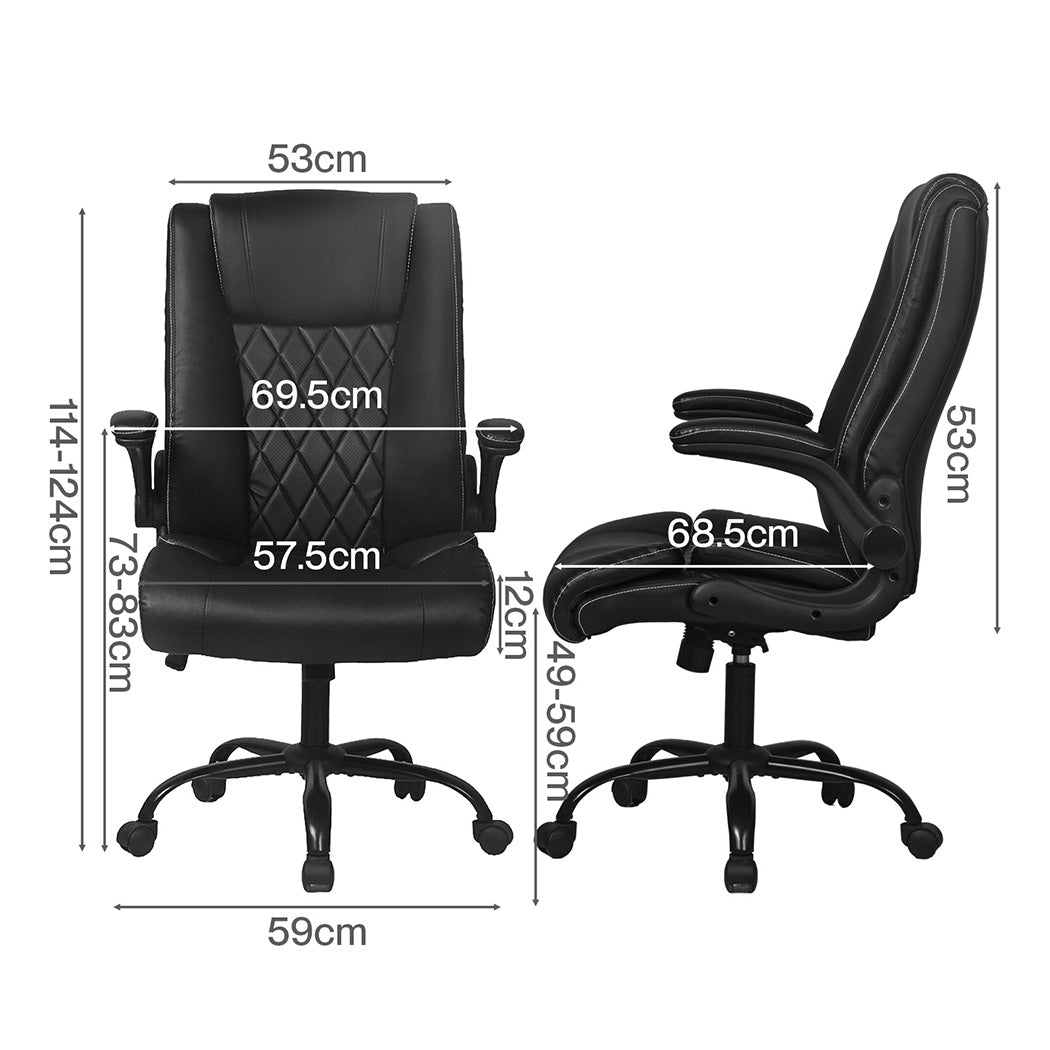 Levede Executive Office Chair Footrest PU Leather Tilt Gaming Work Seat Black-2050056783220838402