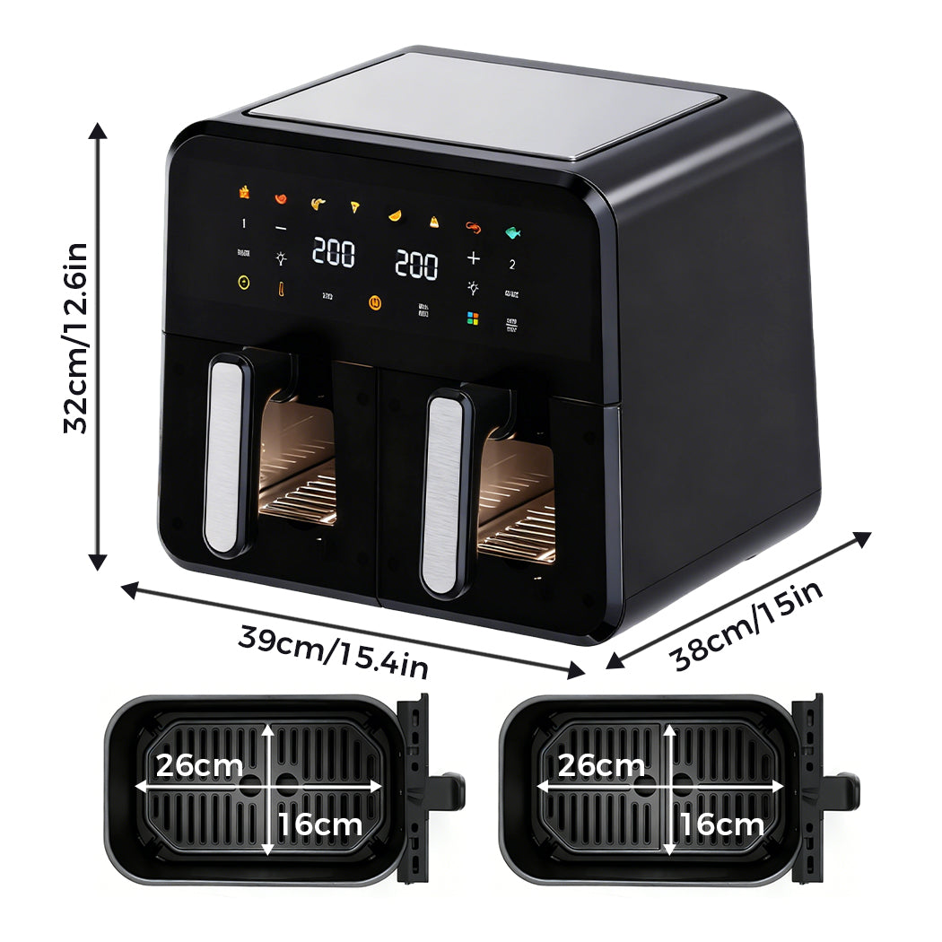 Spector 12L Dual Basket Air Fryer Electric Digital Touchscreen Oil Free Family-2065254300665384962