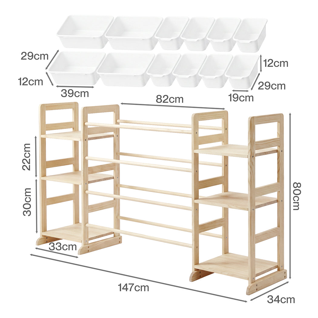 Levede Kids Toy Box Organiser 12 Bins 6 Shelves Display Storage Rack Playroom-2050059011360952322