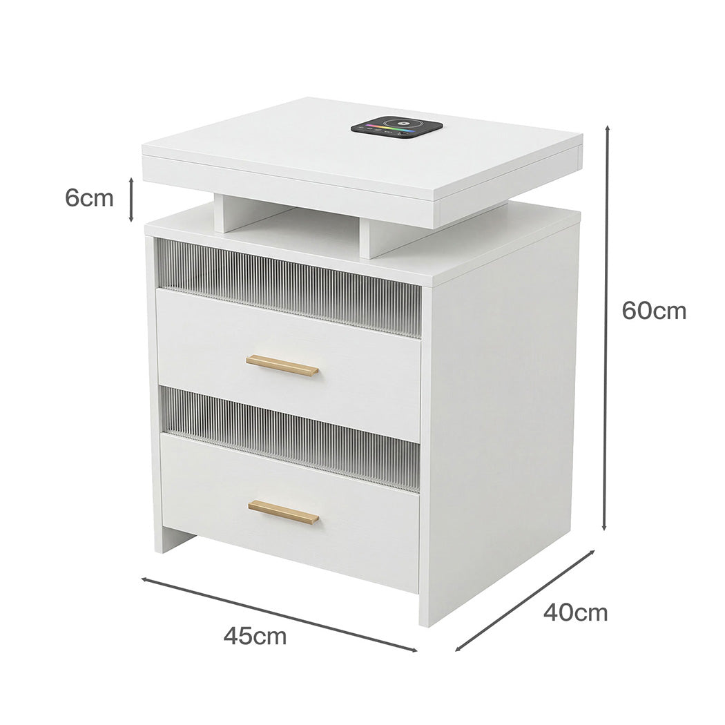 Levede Smart Bedside Table RGB Motion Sensor Charging Nightstand Bedroom Modern-2050056780293214210
