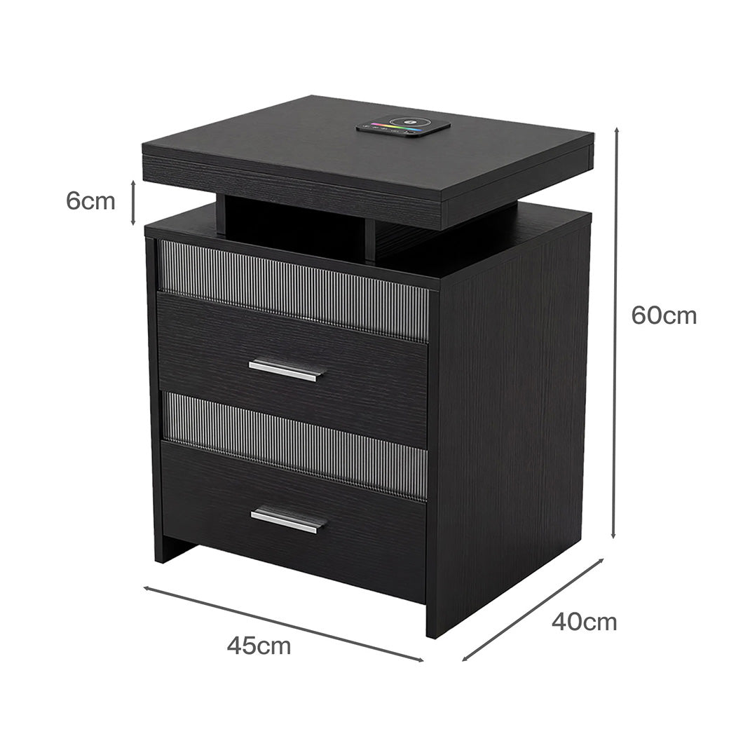Levede Smart Bedside Table Charging Station Motion Sensor Modern Nightstand-2050056780108664834