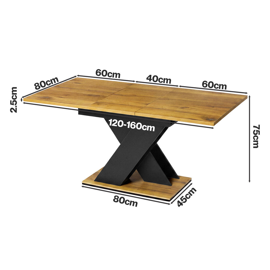 Levede Dining Table Extendable 120cm-160cm 6 People Rectangular Dining Room-2072893553788456962