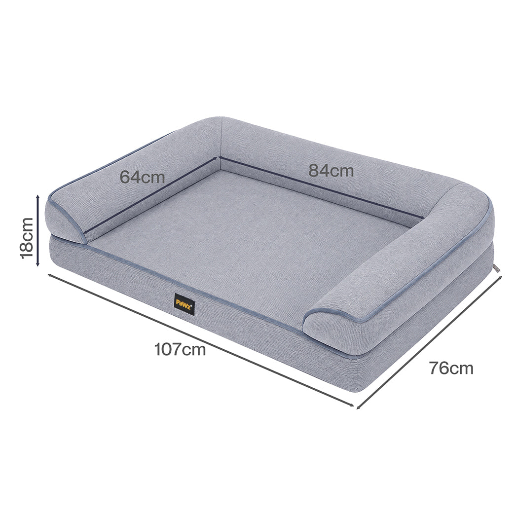 Pawz Cooling Orthopedic Dog Bed Waterproof Lining Washable Memory Foam Grey L-2072893573103226882