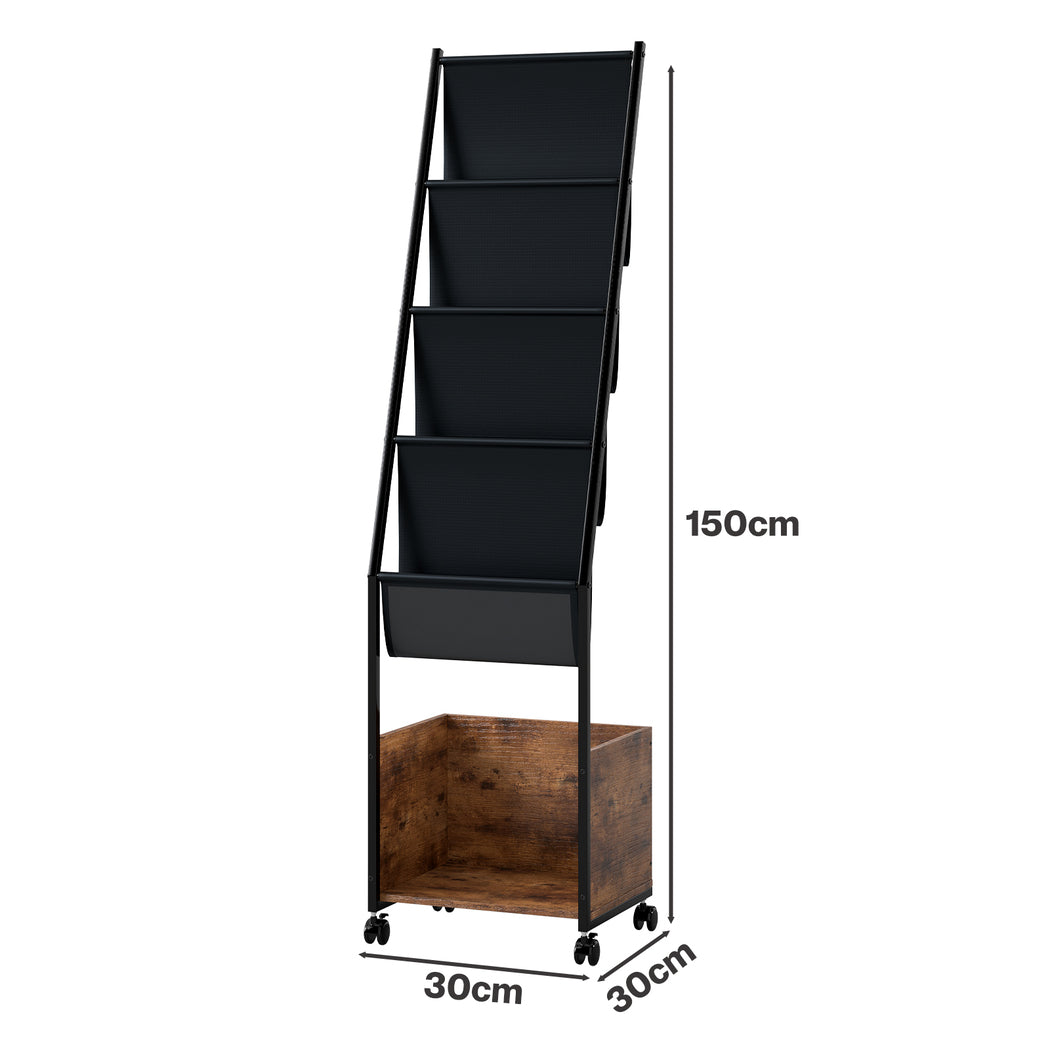 Levede 4-Tier Record Player Stand Storage Rack Holder Up to 100 Albums Magazine-2050056774698012674