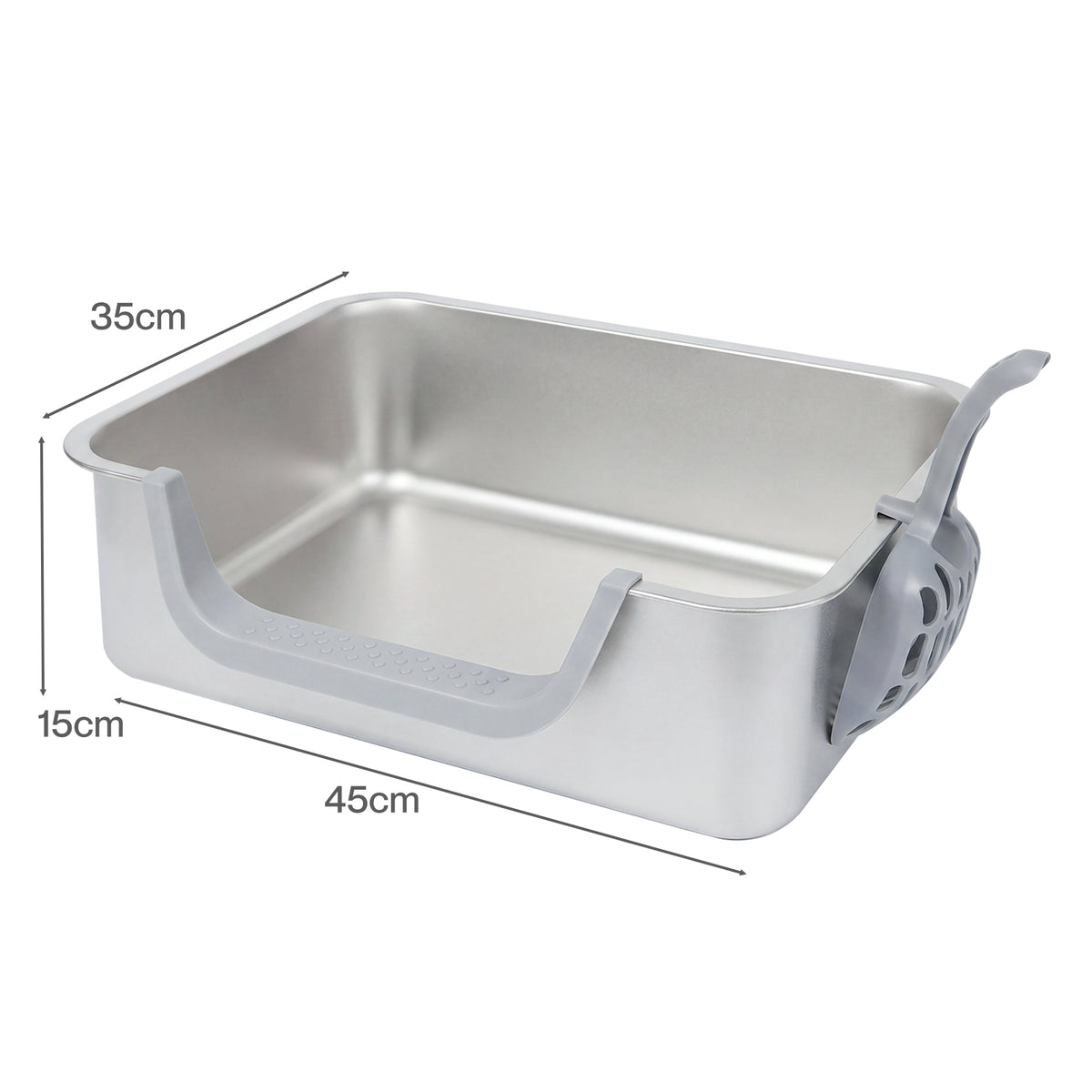 Pawz Stainless Steel Cat Litter Box Low Entry Tray Non-Stick Easy to Clean-2072893573862395906