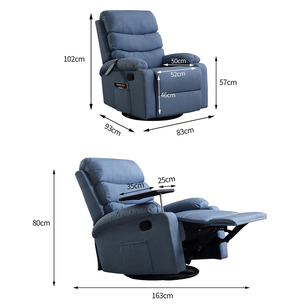 Levede Massage Chair Recliner Chairs Blue-2065254537299628034