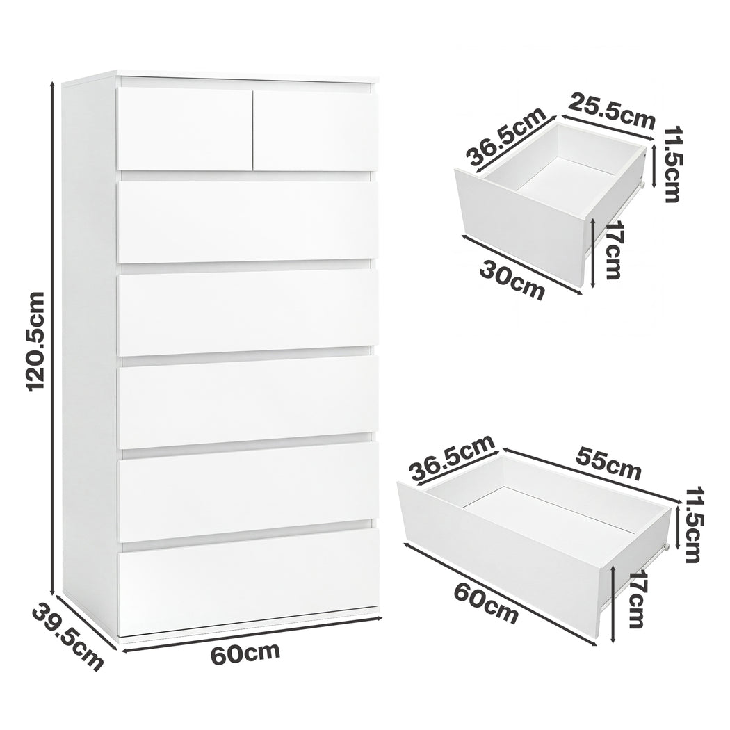Levede Tall Storage Cabinet 7 Drawer Dresser Bedroom Storage Cupboard Tallboy-2061251857237544962