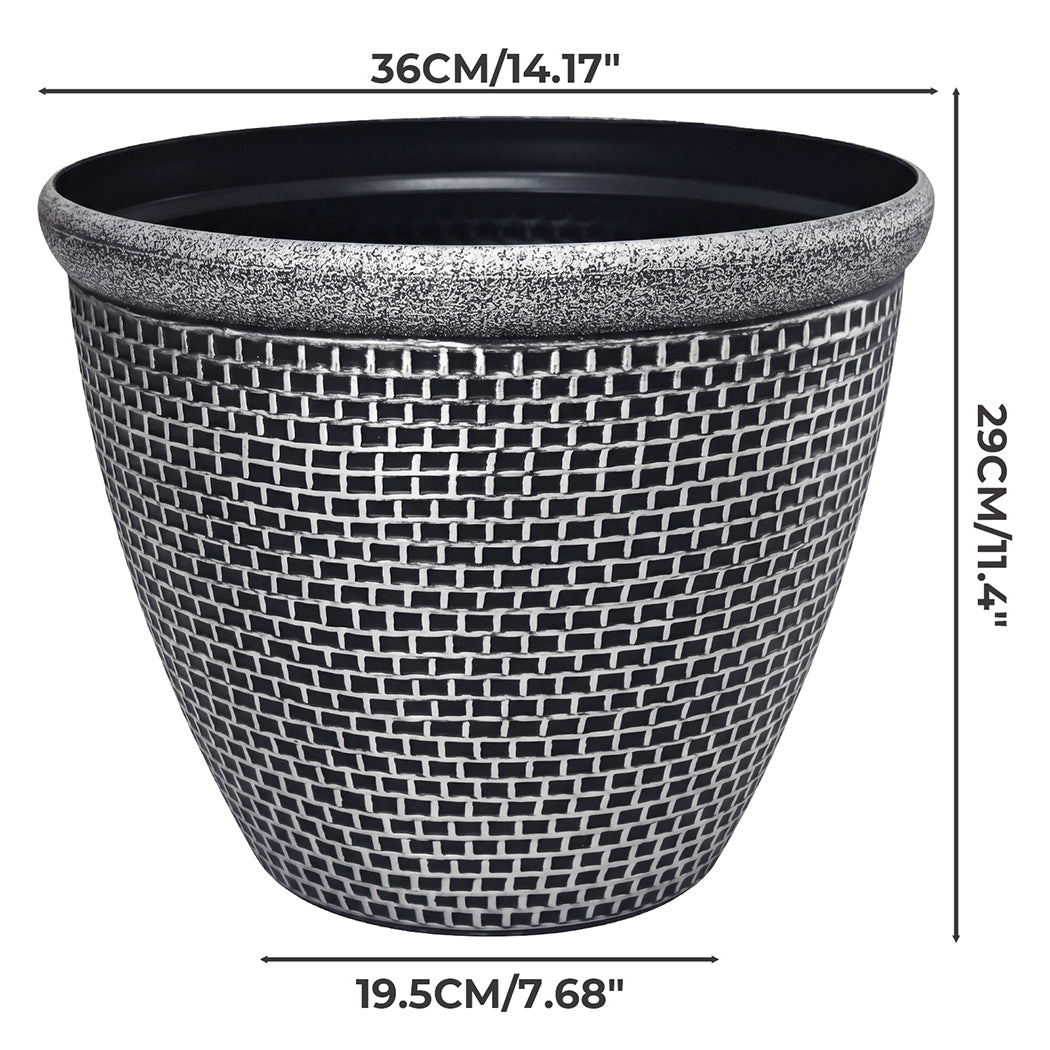 Toque Plastic Plant Pots 36cm Outdoor Garden Planter 2 Pcs With Drainage Holes-2050059017677574146