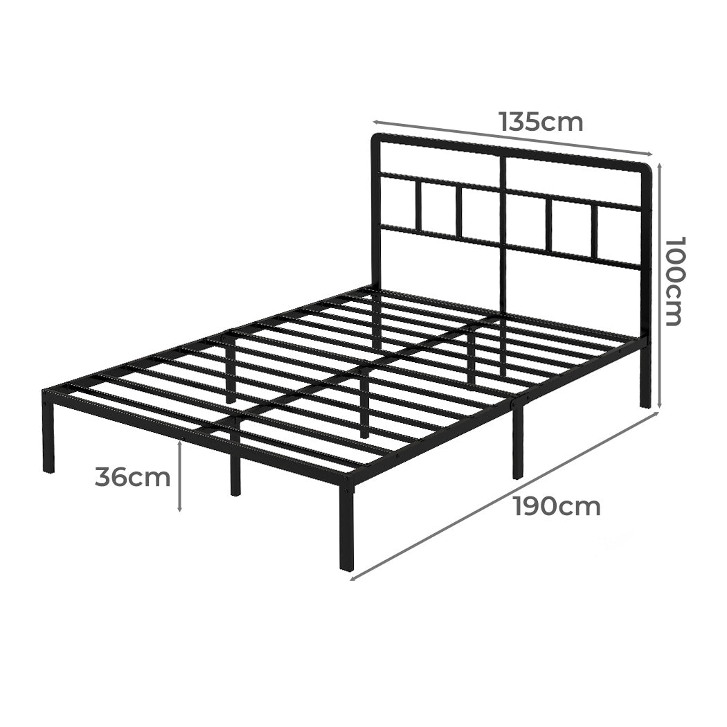 Levede Double Bed Frame Metal Base Platform Headboard Heavy Duty Mass Storage-2065254299260293122