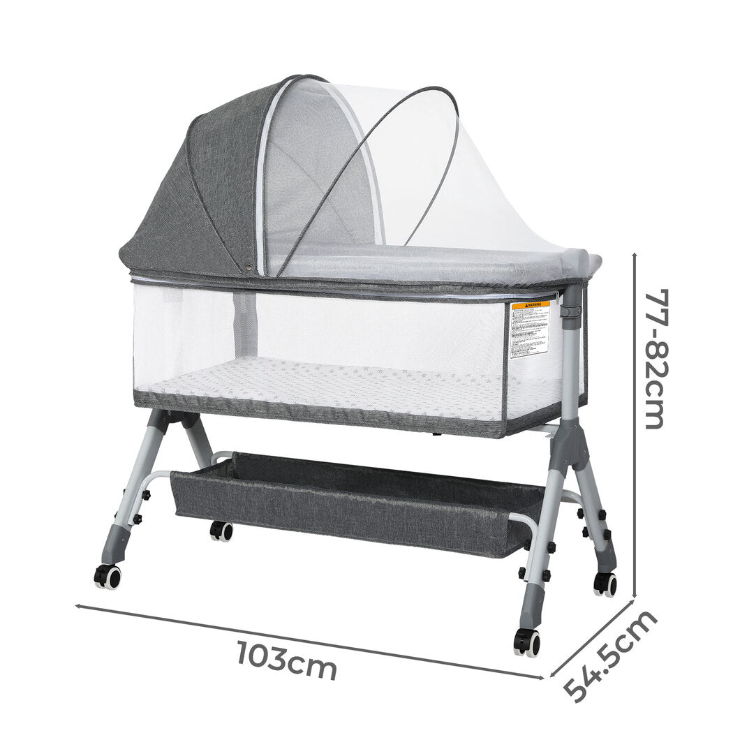 Bopeep Baby Cot Bed Crib Newborn Co-Sleeper Bassinet Safety Adjustable Bedside-2050056762865881090