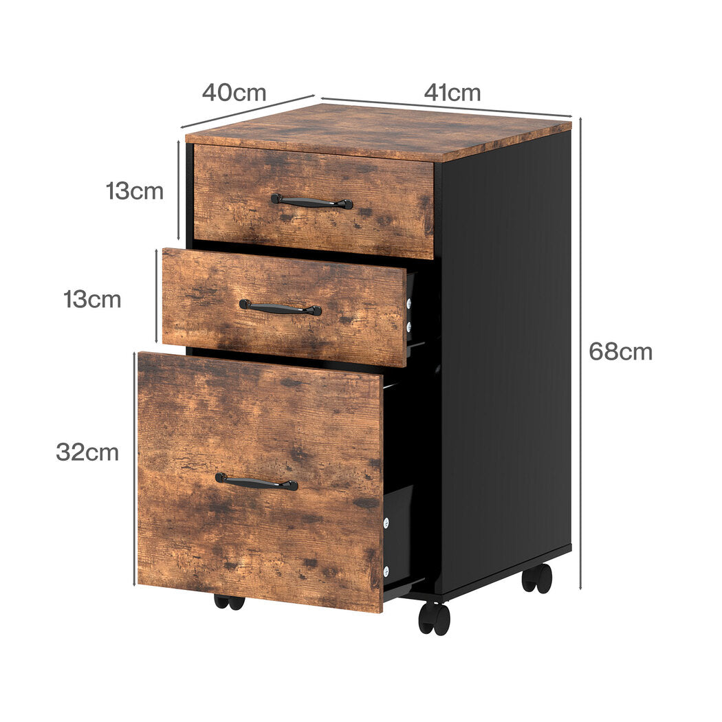 Levede 3-Drawer File Cabinet Mobile Filing Storage Cabinet Organiser Home Office-2050056775276826626