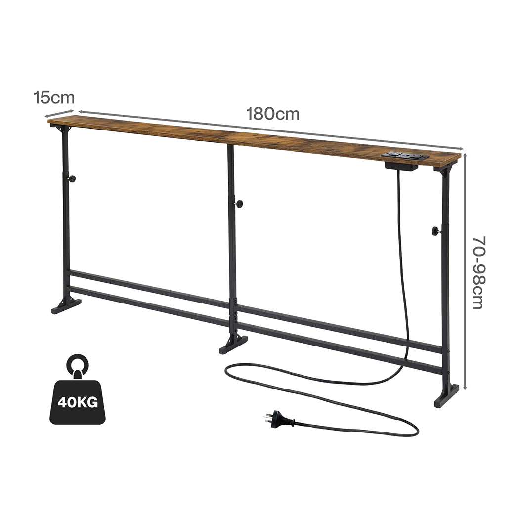 Levede Narrow Console Table Adjustable Behind Couch Side Power Ports Entryway-2050059017098760194