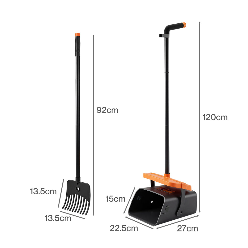 Pawz Pooper Scooper Rake Kit Long Handle Dog Poop Picker Easy Pickup Outdoor-2050059017870512130