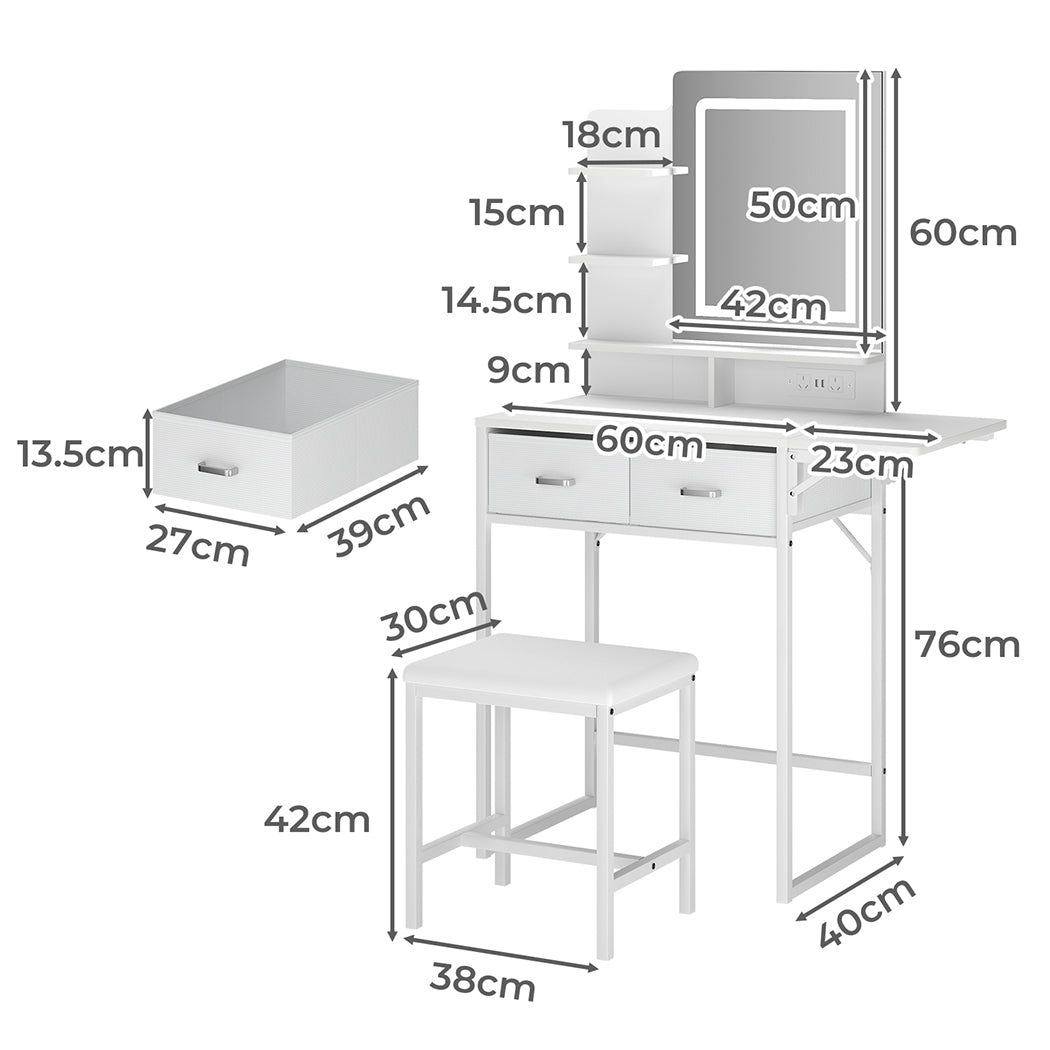 Levede Dressing Table LED Makeup Mirror Stool Set Vanity Desk Fold-up Panel-2065254296953425922
