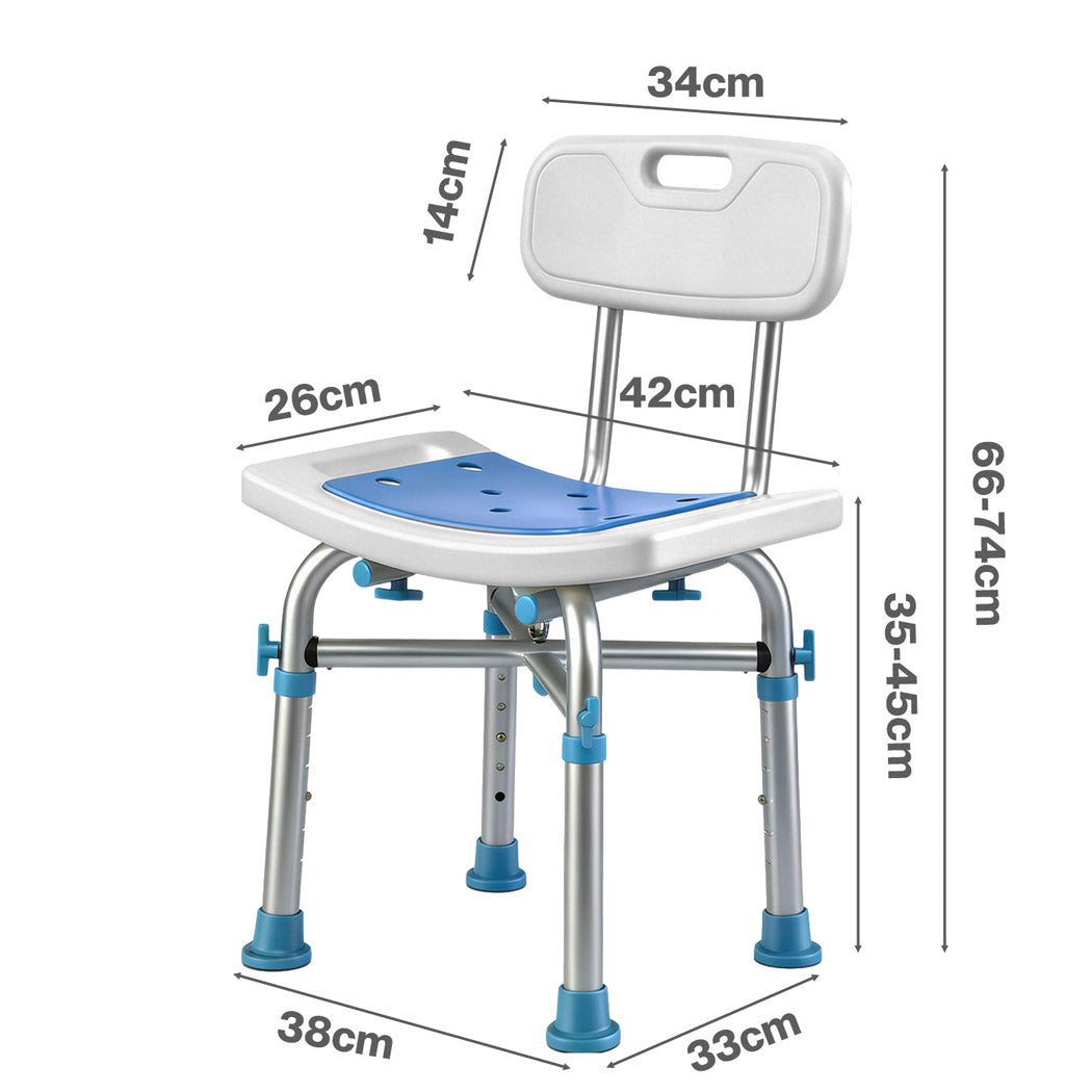 Levede Shower Chair Adjustable Height Safety Seat Bench Bathroom Safety Assist-2065254297863589890