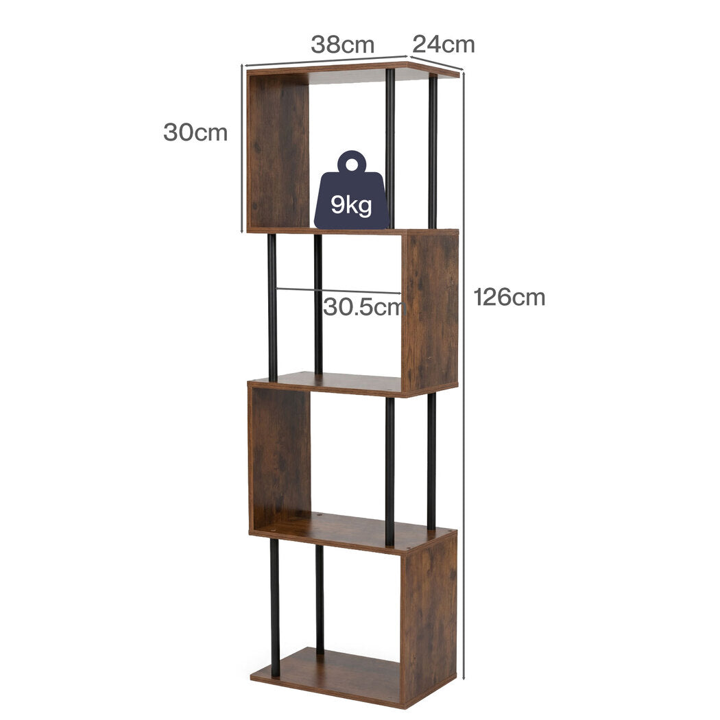 Levede Bookshelf 5 Tier Display Shelf Bookcase Storage Rack S-Shaped Anti-Tip-2050056772479225858