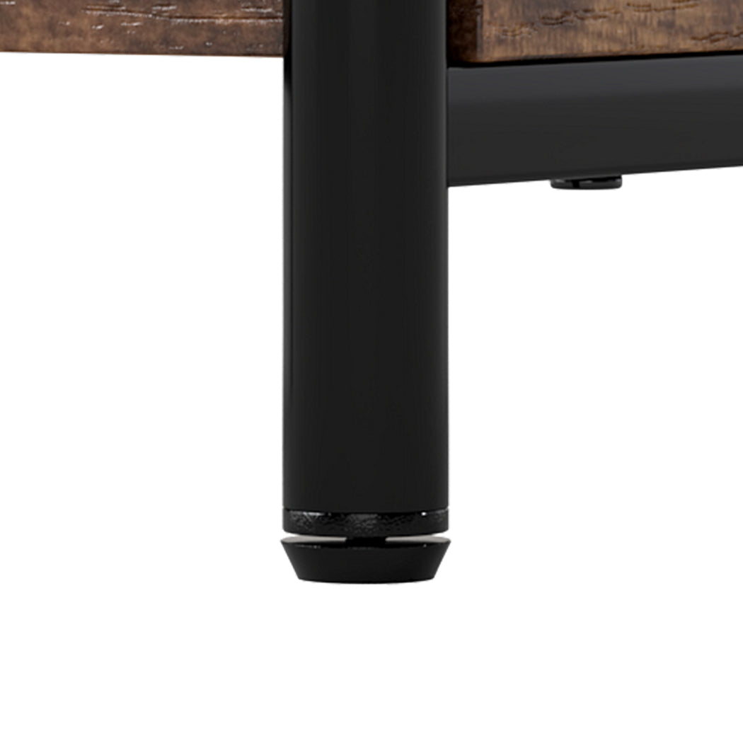 Levede Side Table 2 Pcs Industrial Vintage End Table 2-Tier Storage Nightstand-2072893557349421059