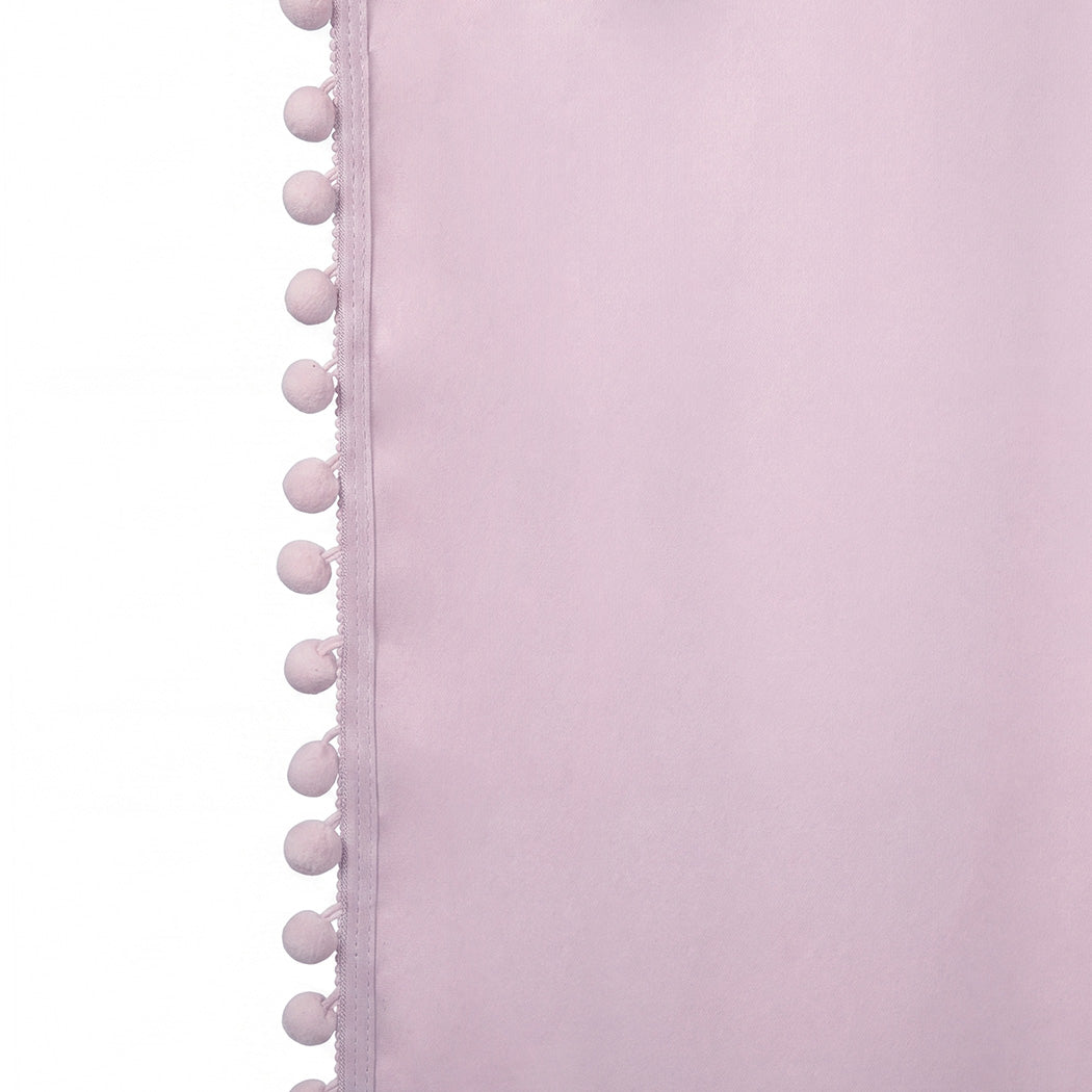 Marlow Blackout Curtains Pink 2 Panels Thermal Insulated Pom Pom 132cm x 160cm-2072893563976421379