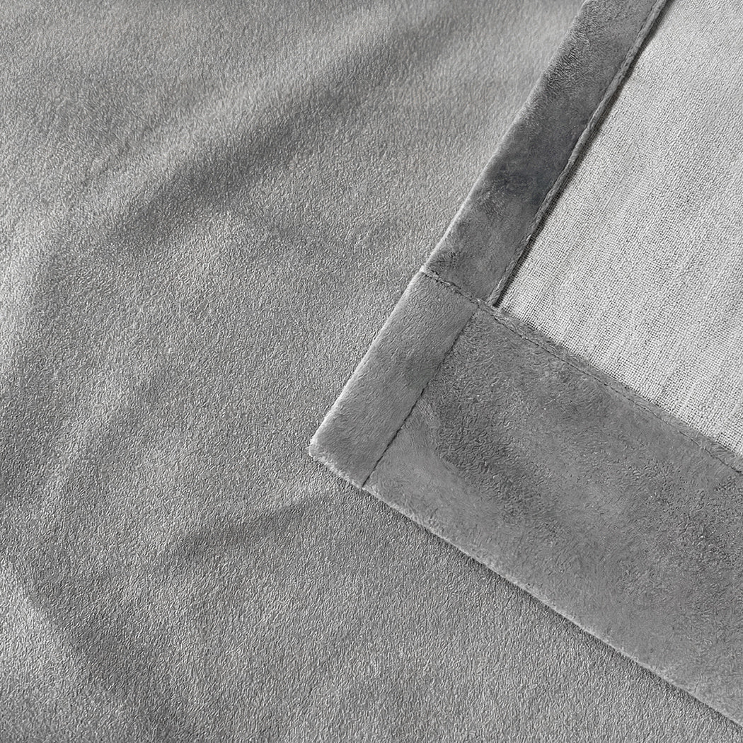 Marlow Blackout Curtains 2X Velvet Room Darkening Eyelet Curtains Decor Grey-2072893567810015235