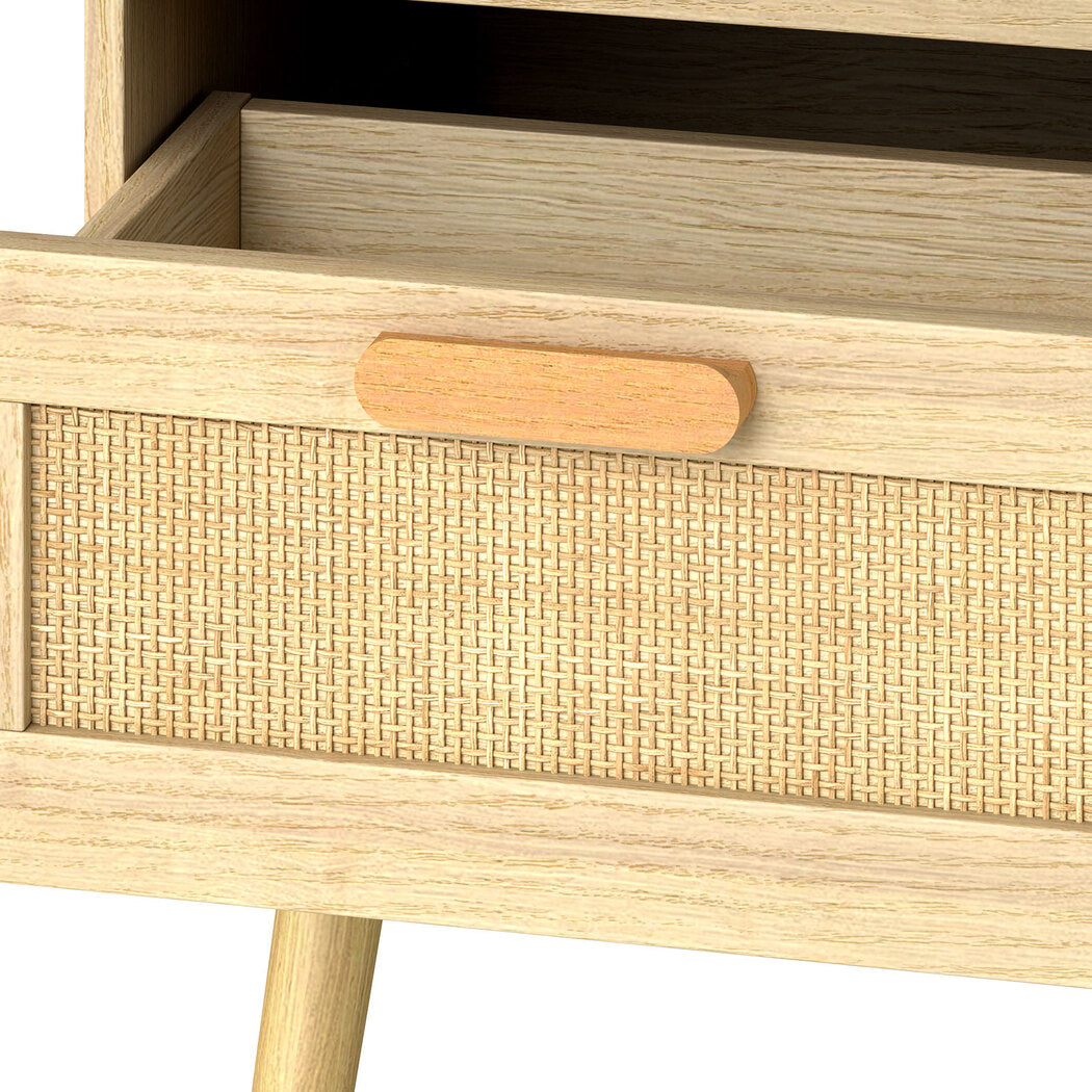 Levede 2x Bedside Tables Set Wooden Side Table Nigntstand Bedroom Rattan Drawers-2065254291689574403