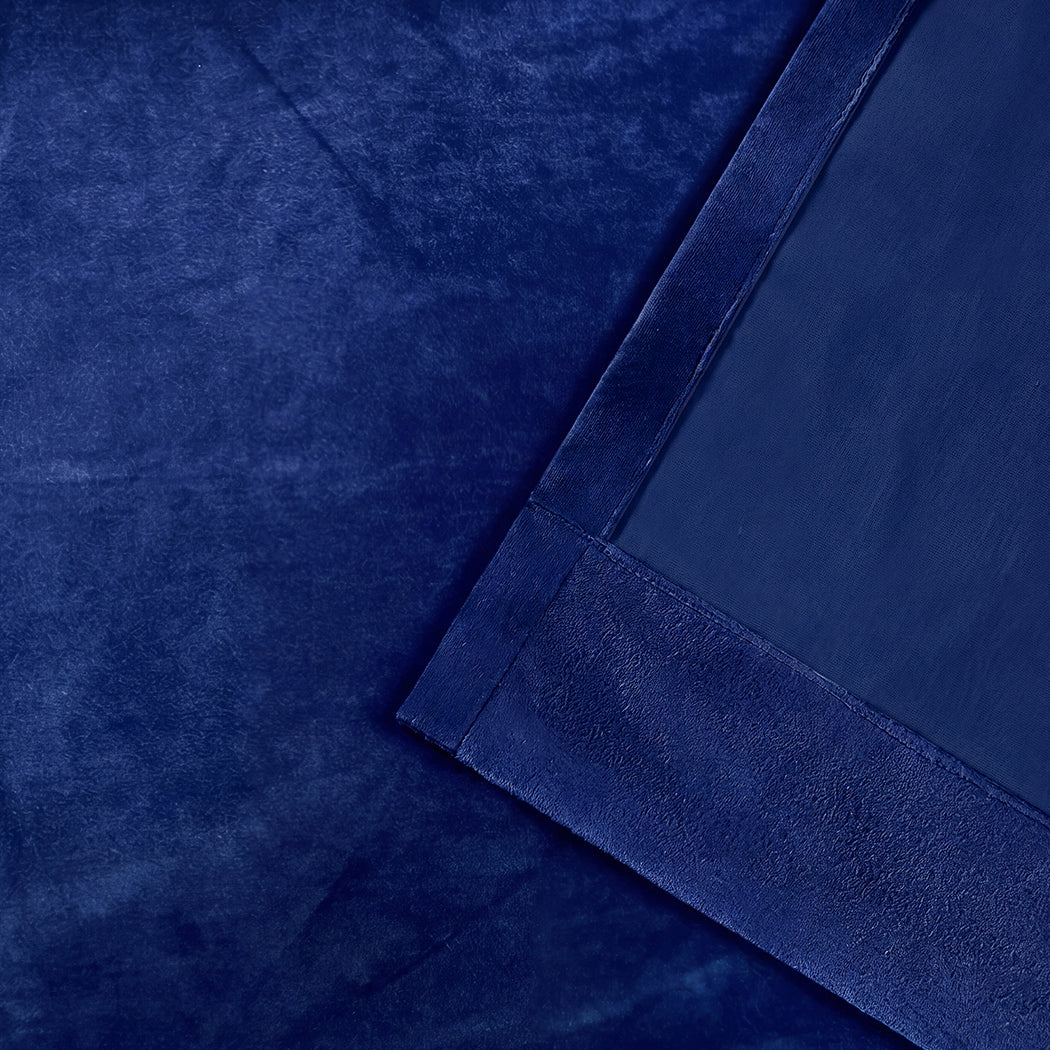Marlow Blackout Curtains 2 Panels Velvet Room Darkening Eyelet Curtains Blue-2072893567038263299