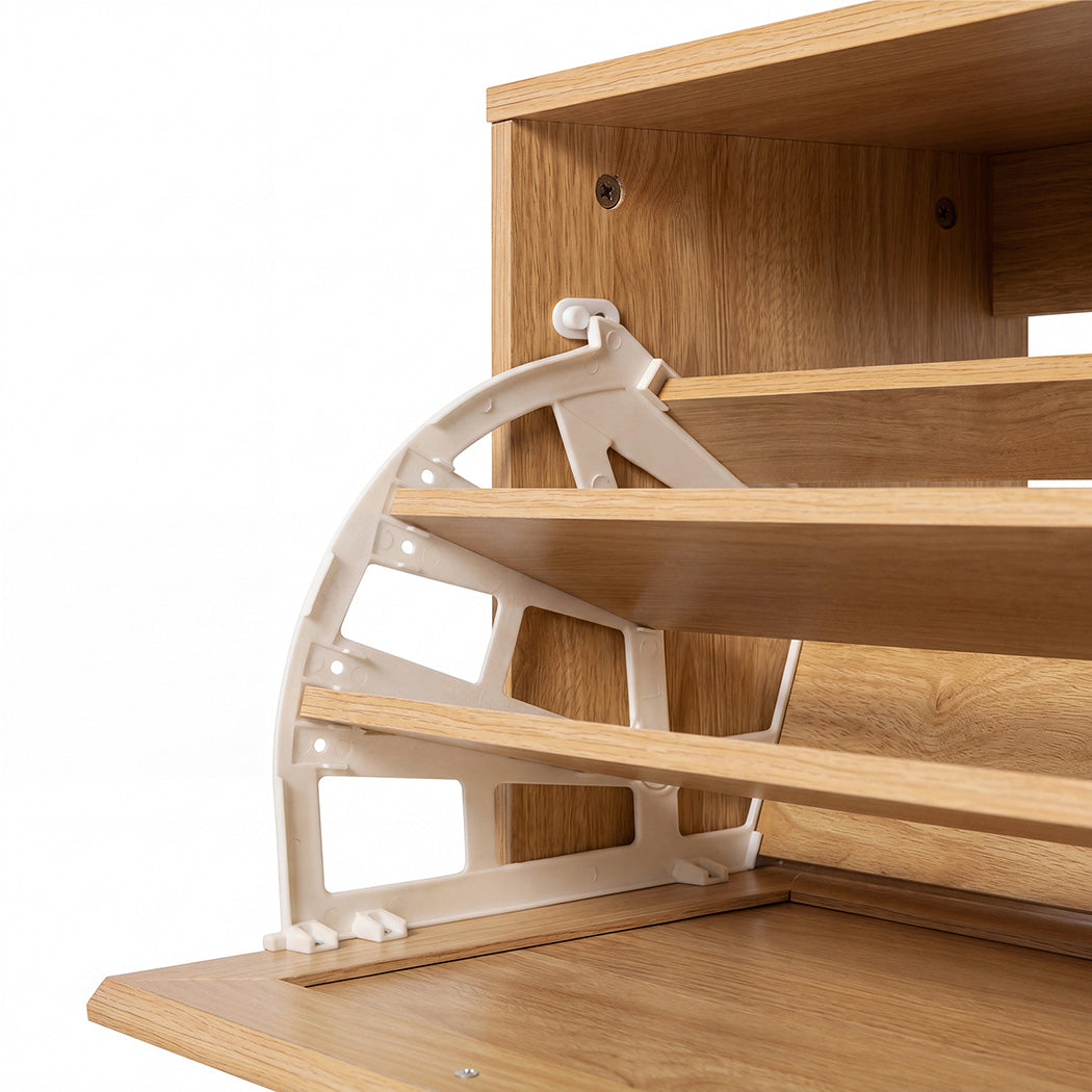 Levede Shoe Cabinet Flip Door Shoe Storage Cabinet Rattan Entryway Organizer Oak-2072893555847860227