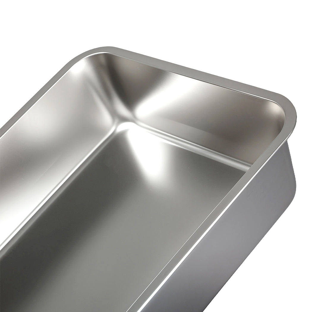 Pawz Stainless Steel Cat Litter Box Big Cats Kitten High Sided Easy Clean White-2065254294571061251