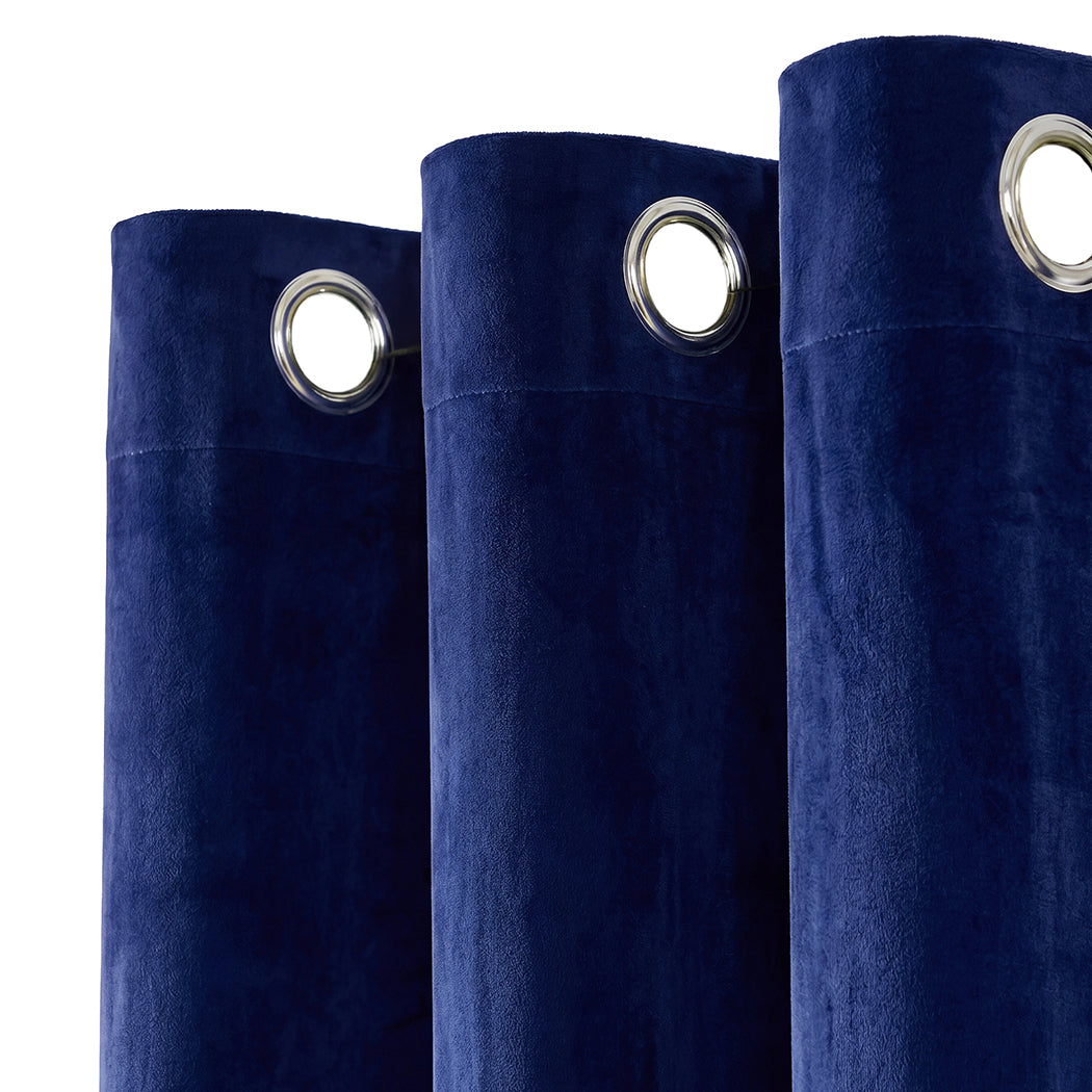 Marlow Velvet Blackout Curtains 2-Panel Room Darkening Eyelet Curtains 132x160cm-2072893566673358852