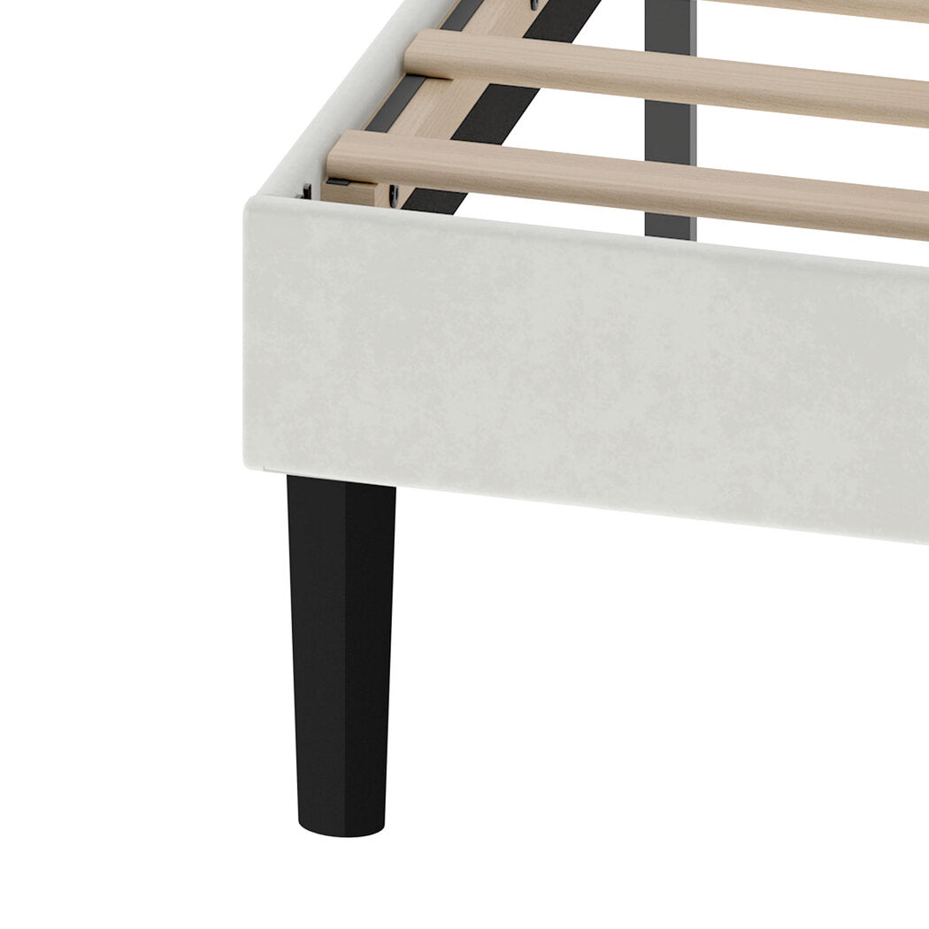 Levede Double Bed Frame Upholstered Adjustable Headboard Bed Platform White-2065254299478396932