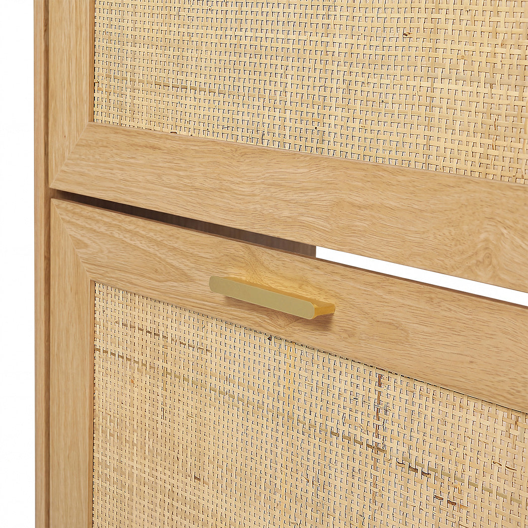 Levede Shoe Cabinet Flip Door Shoe Storage Cabinet Rattan Entryway Organizer Oak-2072893555847860228