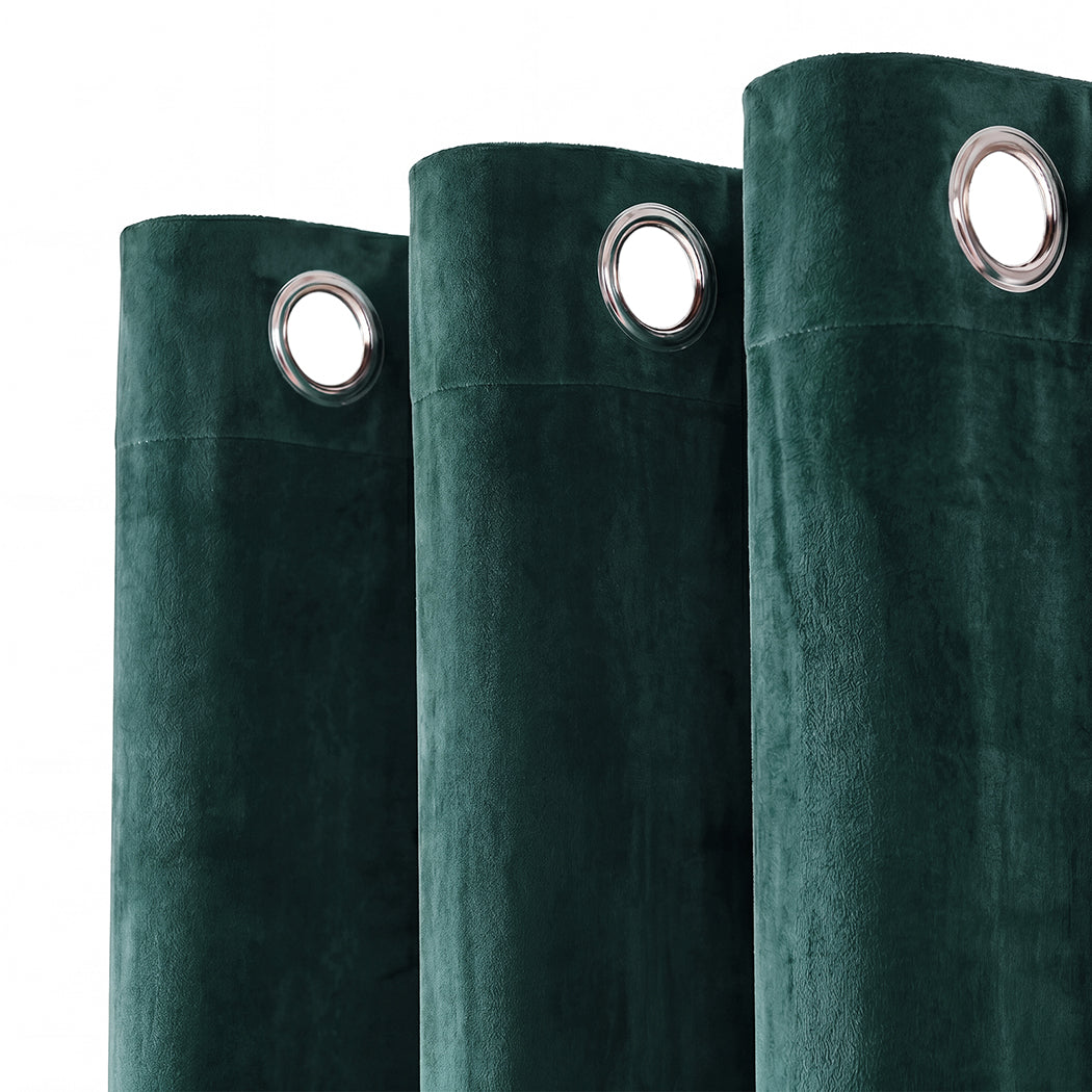 Marlow Blackout Curtains 2-Panel Velvet Room Darkening Eyelet Curtains 240x230cm-2072893568745345028