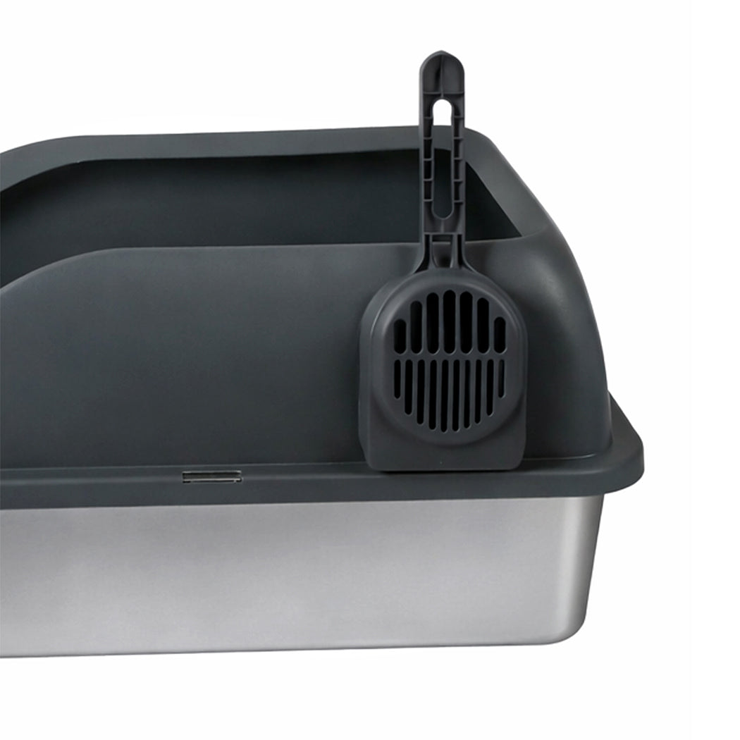 Pawz Stainless Steel Cat Litter Box Big Cats Kitten High Sided Easy Clean Grey-2065254294315208709
