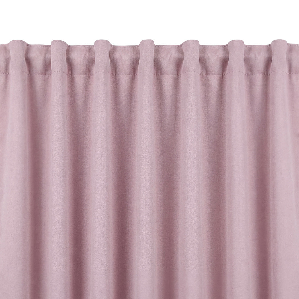 Marlow Blackout Curtains Pink 2 Panels Thermal Insulated Pom Pom 132cm x 160cm-2072893563976421381