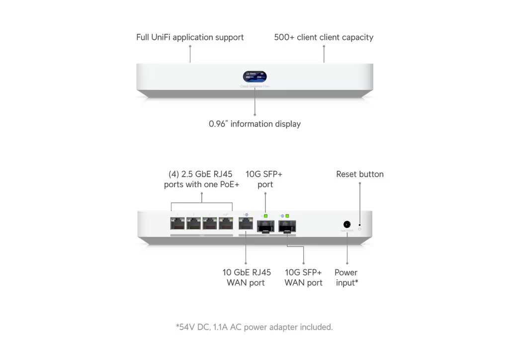 Ubiquiti Cloud Gateway Fiber UCG Fiber Desktop 10G Cloud Gateway with Integrated PoE Switch and NVR Storage