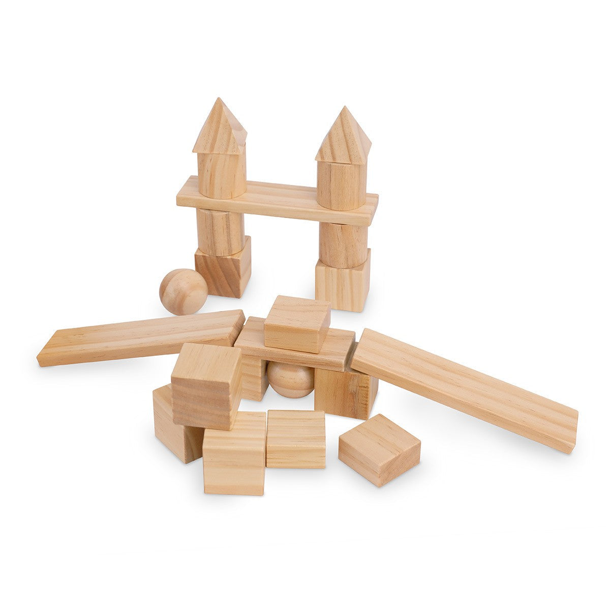 Kinderfeets Wooden Tray with 100 Wooden Blocks Natural