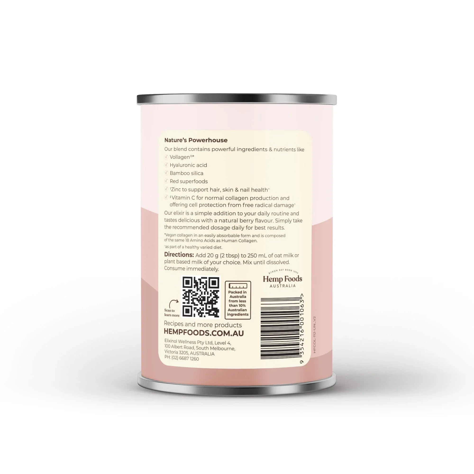 Hemp Foods Australia Plant-Based Collagen+ Berry