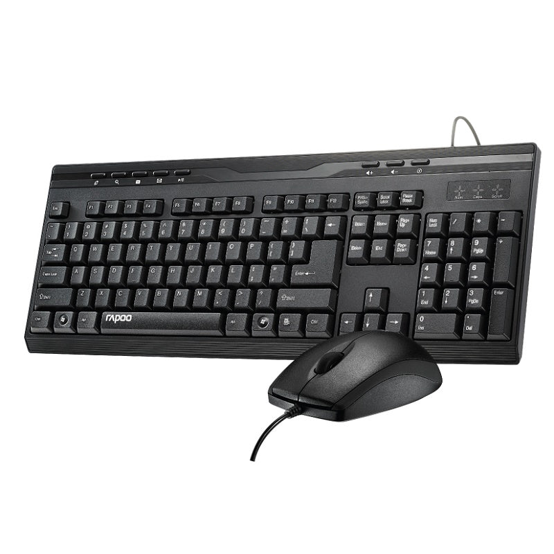 Rapoo Full-Size Wired Keyboard and Mouse Combo Black