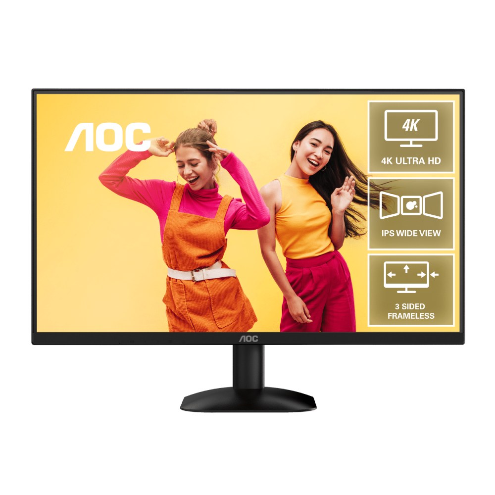 AOC 27-Inch 4K UHD IPS Monitor, 60Hz, HDR10, Wide Colour Gamut, HDMI DisplayPort