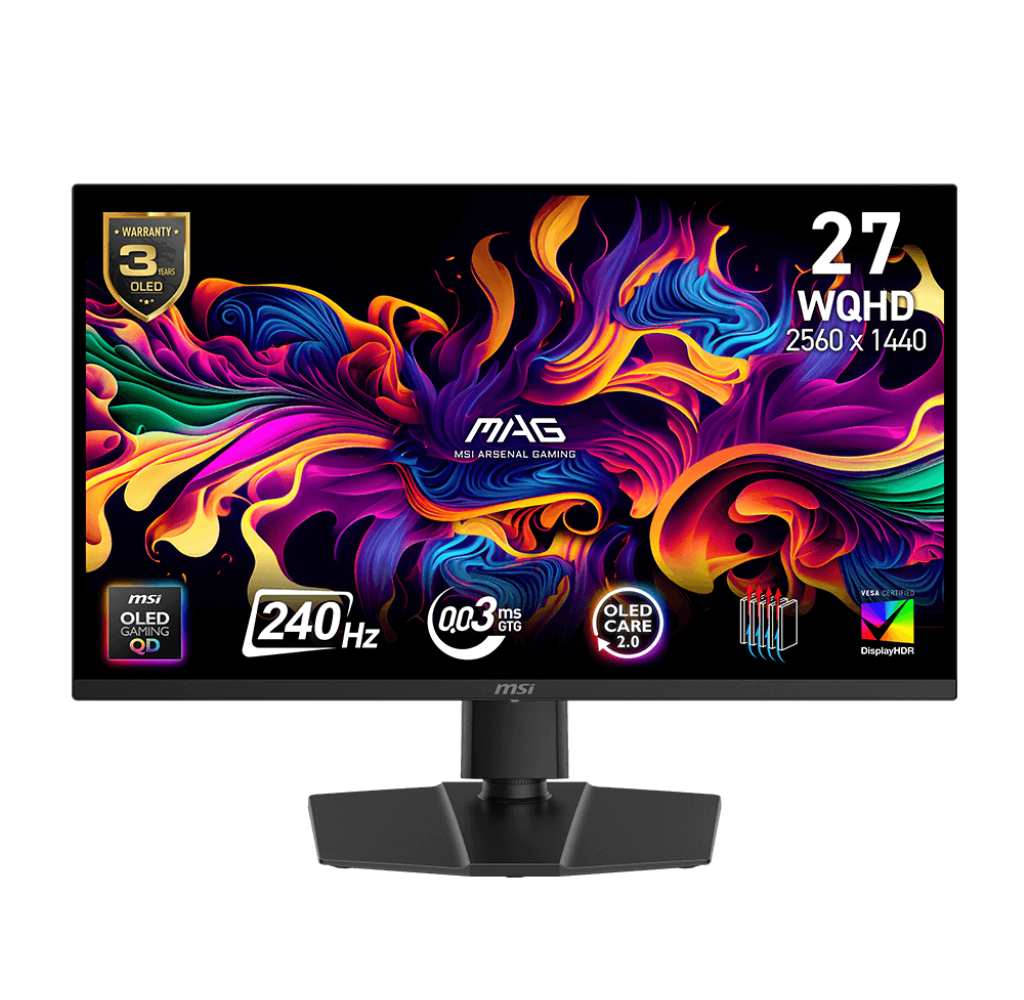 26.5" QHD QD-OLED Gaming Monitor - 240Hz, 0.03ms GtG, G-SYNC Compatible
