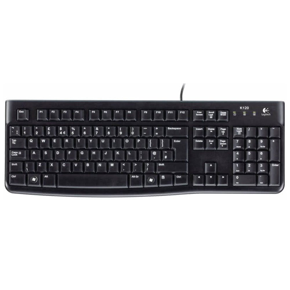 Logitech K120 Plug and Play Corded USB Keyboard with Spill Resistant Design
