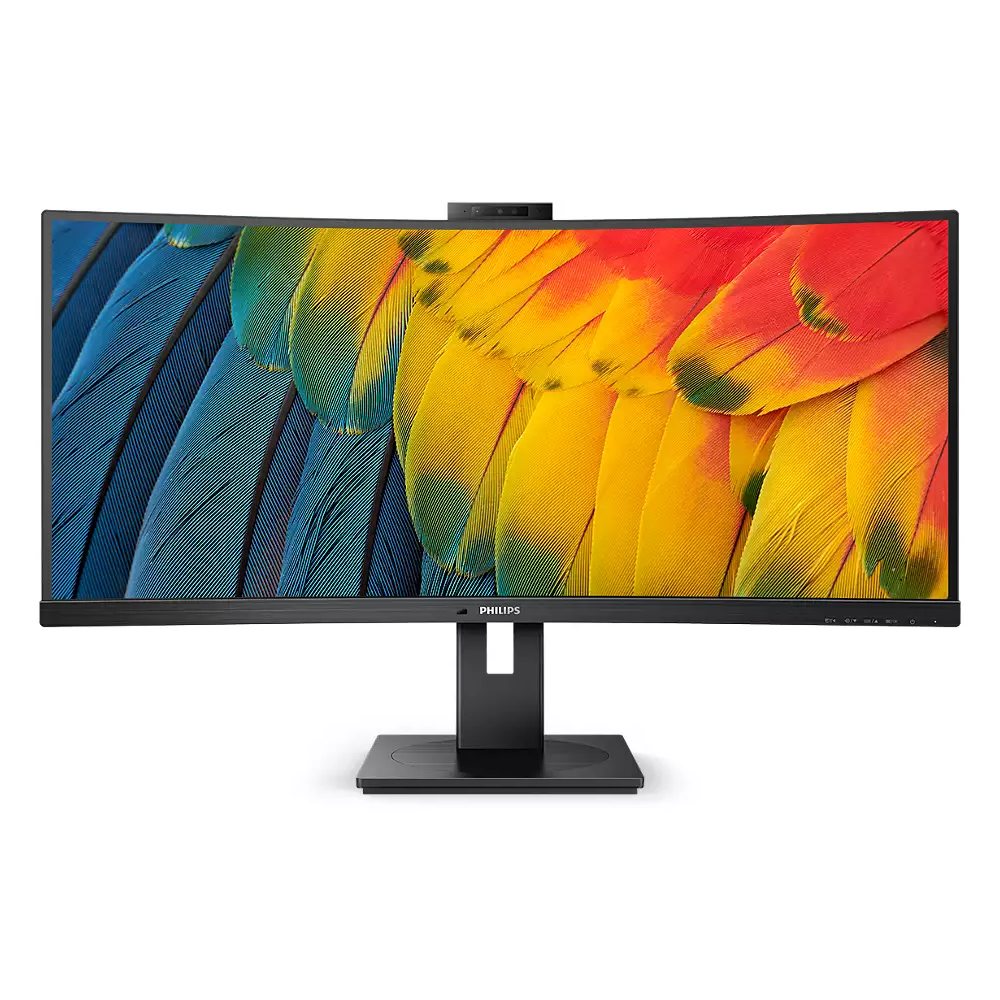 Philips 34-Inch Curved UltraWide QHD VA Monitor, USB-C Docking, Webcam, KVM Switch
