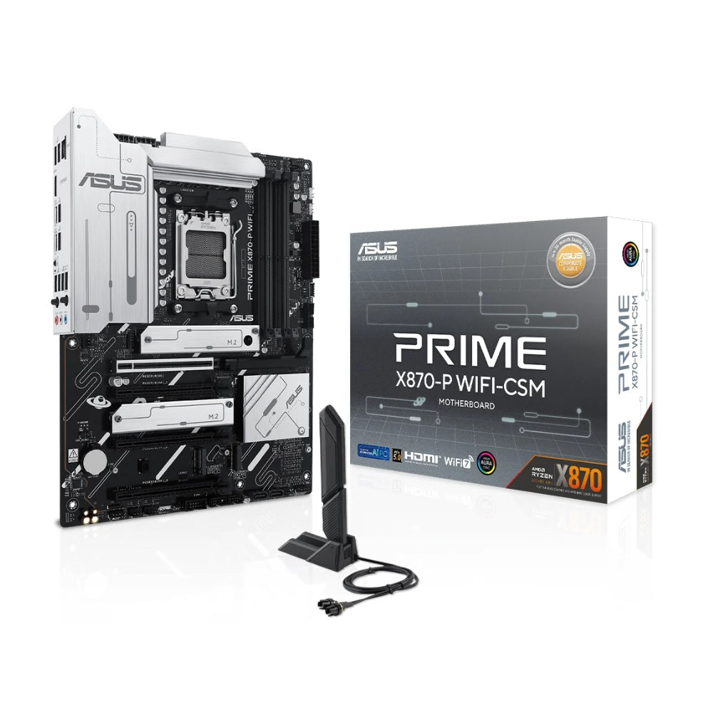 ASUS PRIME X870-P WIFI-CSM AM5 Motherboard - DDR5, PCIe 5.0, WiFi 7, USB 40Gbps