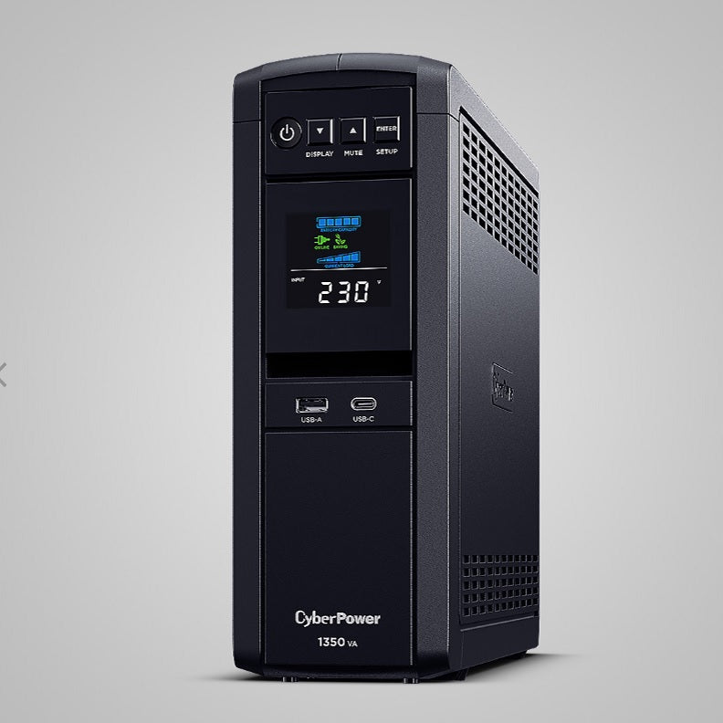 CyberPower PFC Sinewave Series 1350VA Tower UPS with Tiltable Colour LCD Panel