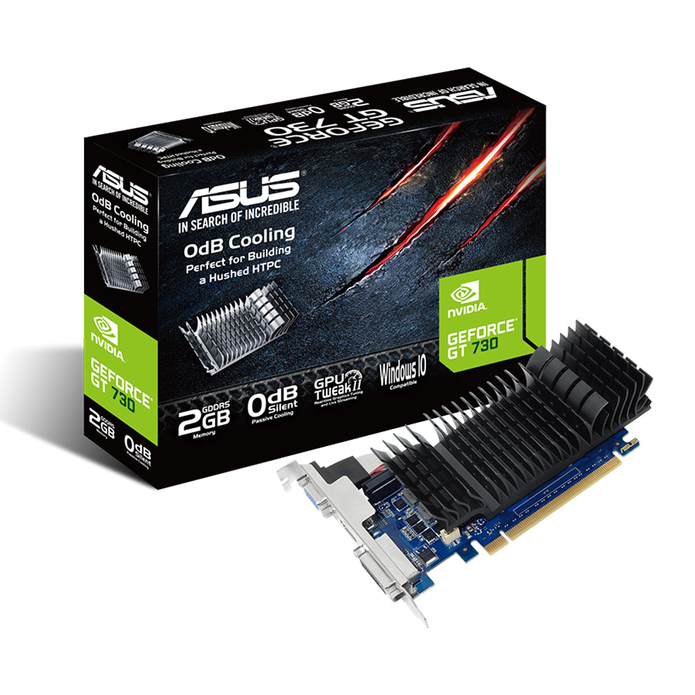 ASUS GeForce GT 730 2GB GDDR5 Low-Profile Silent Graphics Card I/O Port Brackets