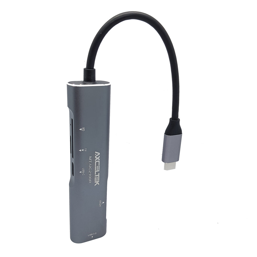 Axceltek Aluminium 5-in-1 USB-C Dock with Card Reader