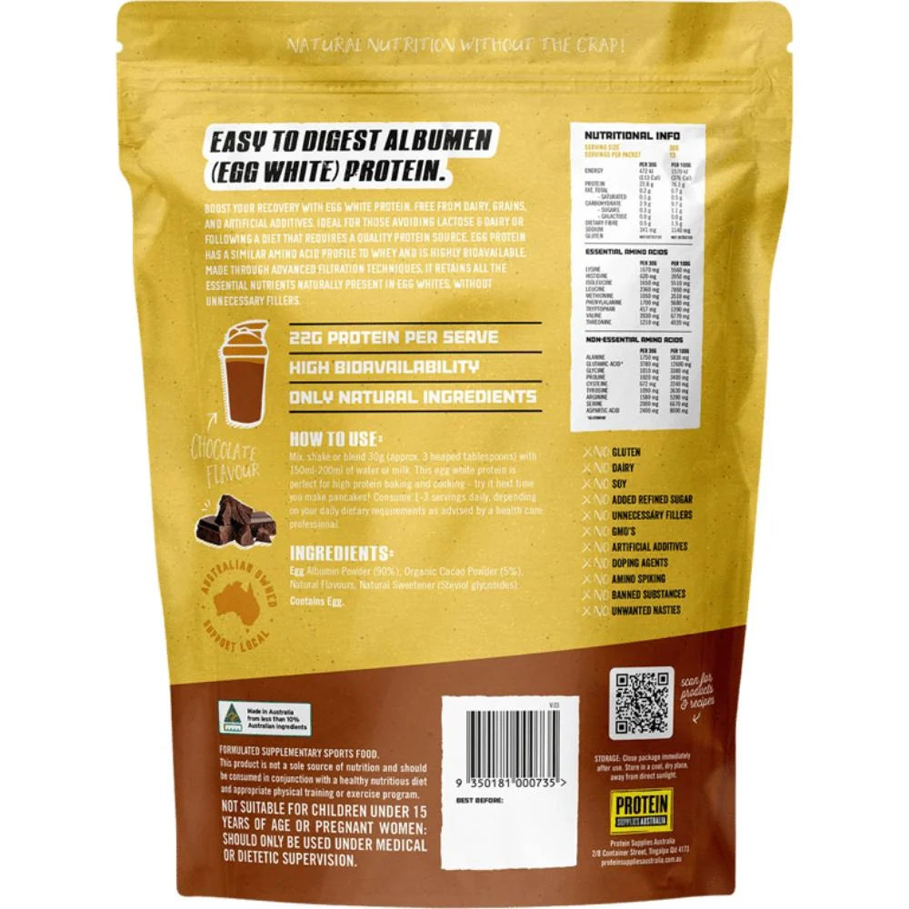 Protein Supplies Australia Paleo Egg White Protein 400g Chocolate