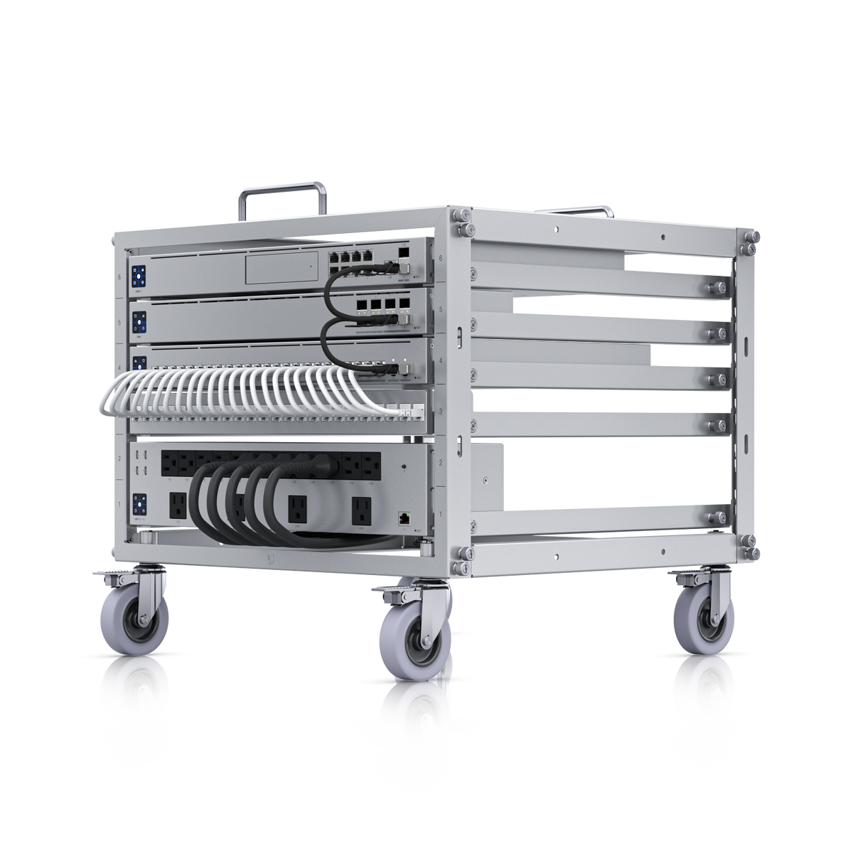 Ubiquiti Toolless Mini Rack Compact Stackable 6U Open Frame for UniFi Devices with Toolless Assembly and Lockable Casters