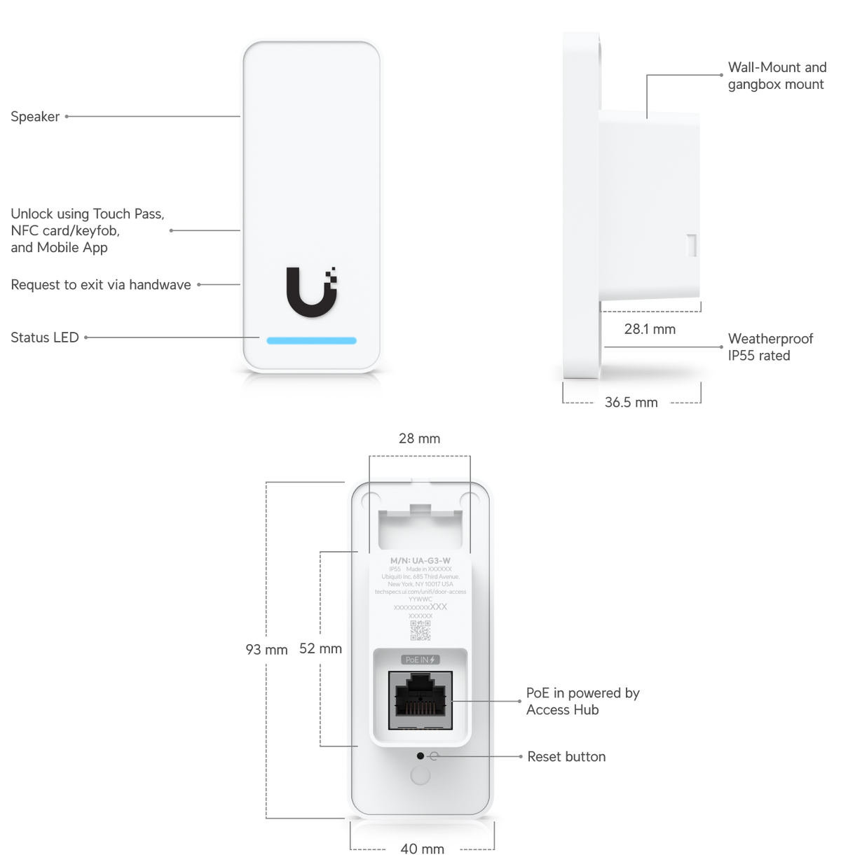 Ubiquiti G3 Starter Kit for UniFi Access to Manage a Single Door with One Reader Supporting Seamless Setup and Apple Touch Pass