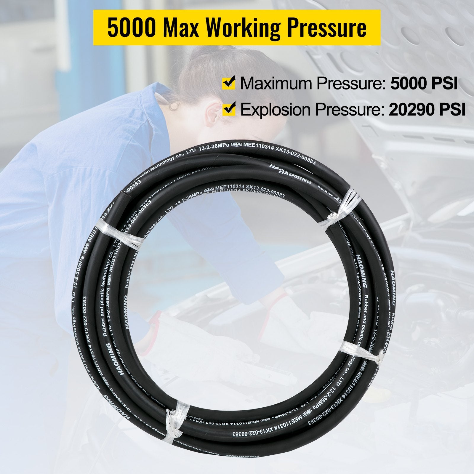 Hydraulic Hose 15m Rubber 1/2 Inch ID 5000PSI Steel Braid Flexible Oil Hose