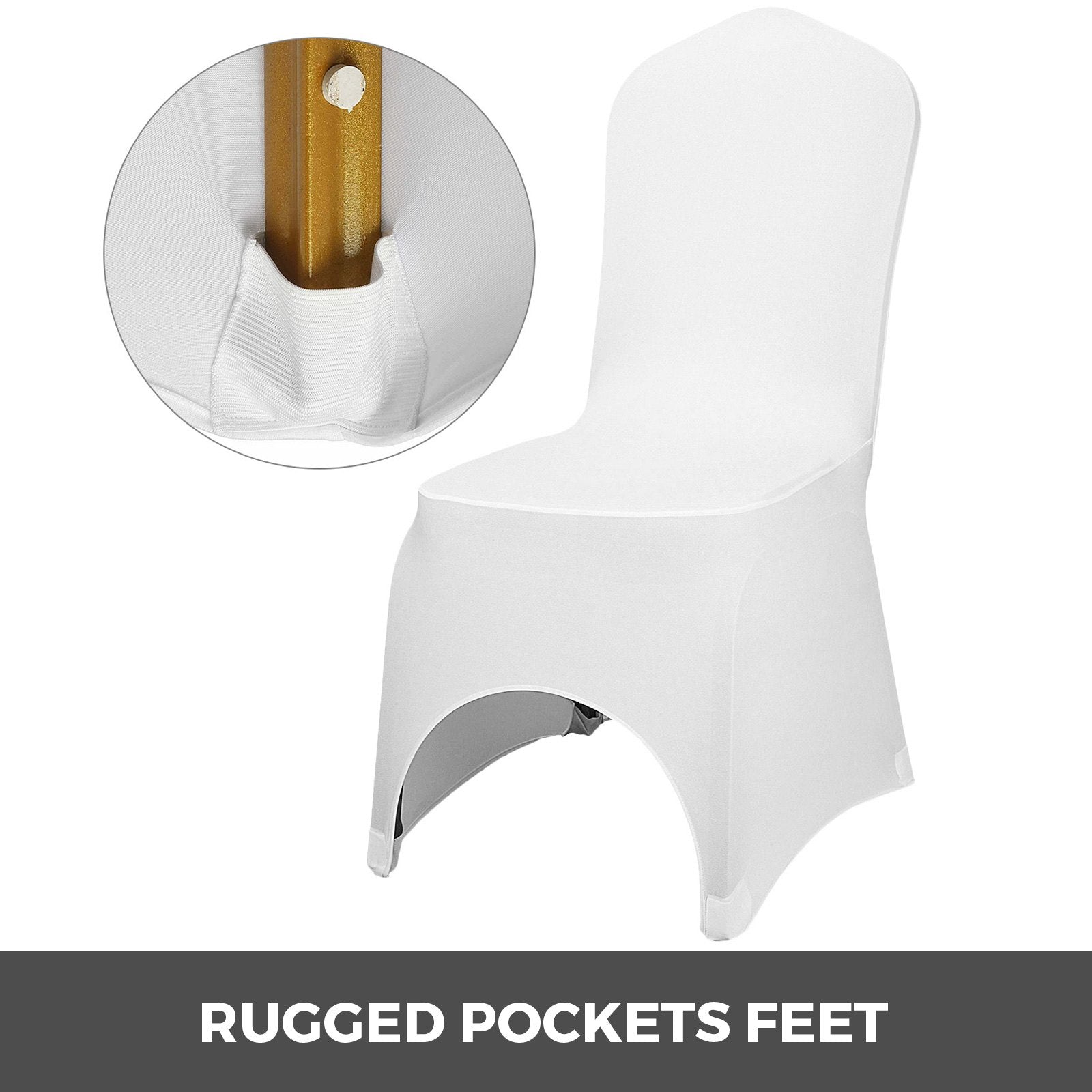Stretch Spandex Folding Chair Covers, Universal Fitted, Washable, 100PCS White